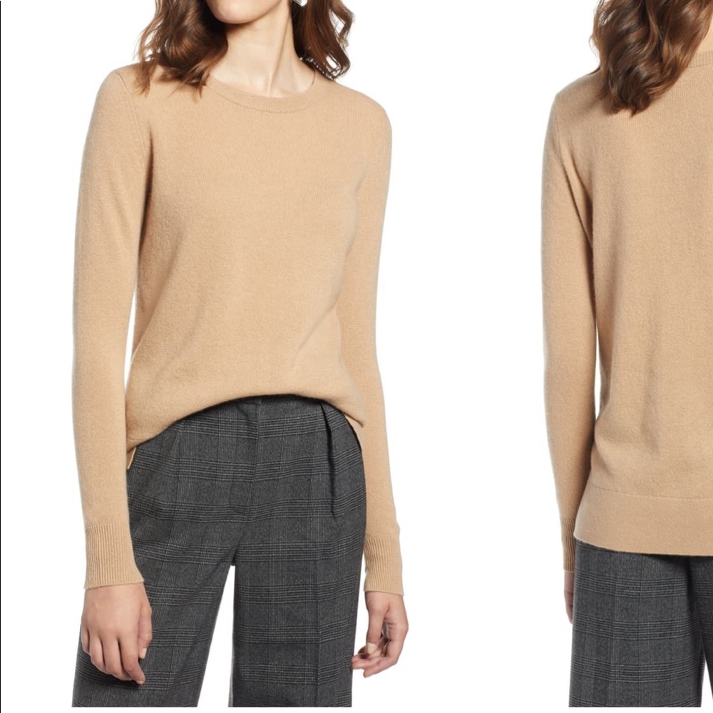 Halogen Crew Neck Sweater in Camel